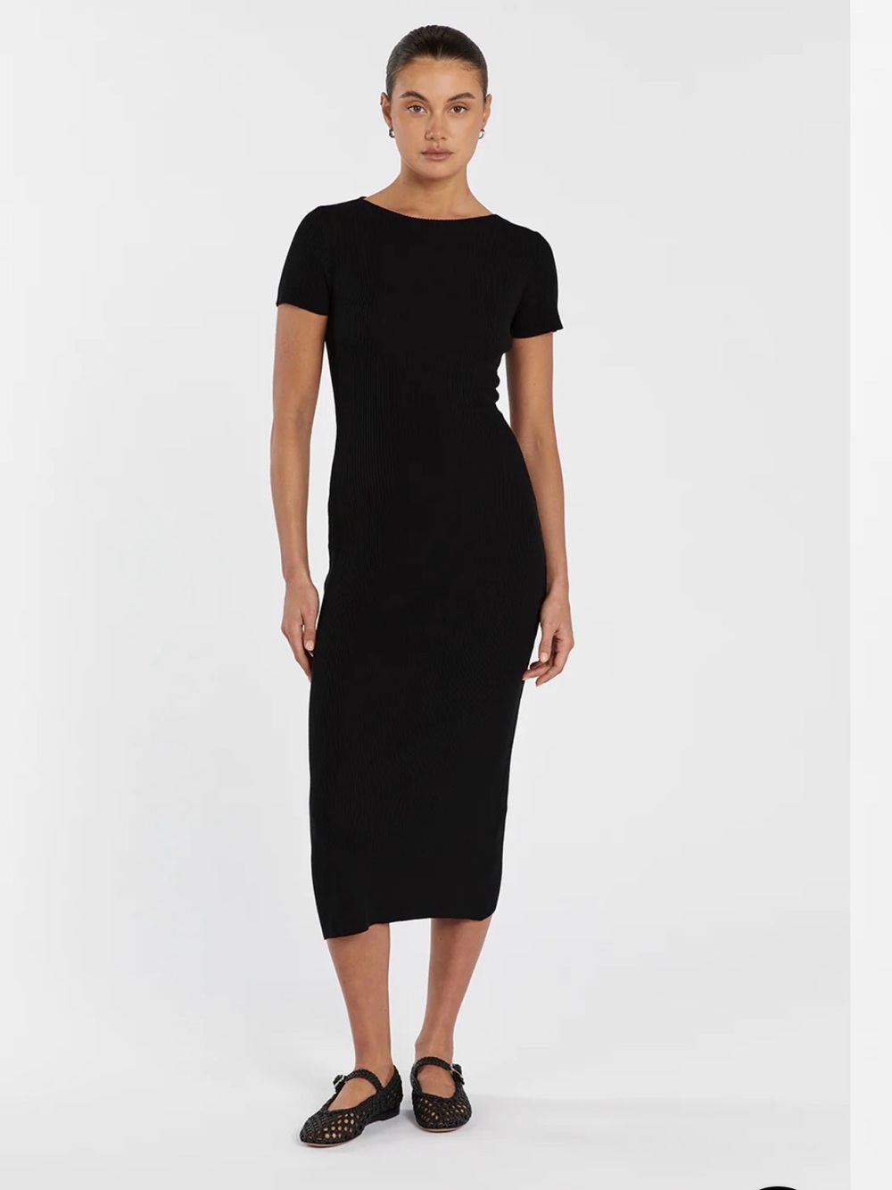 DISSH Max Black Boat Neck Midi dress